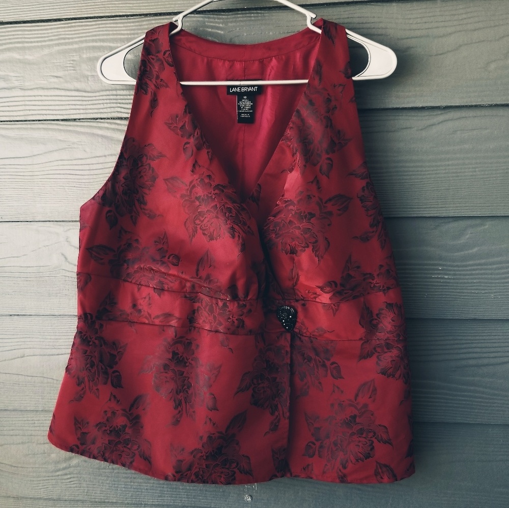 Lane Bryant dark red faux wrap top 18